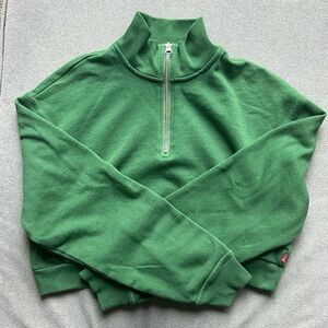 Levi's Forest Green Cropped Half-Zip Sweatshirt